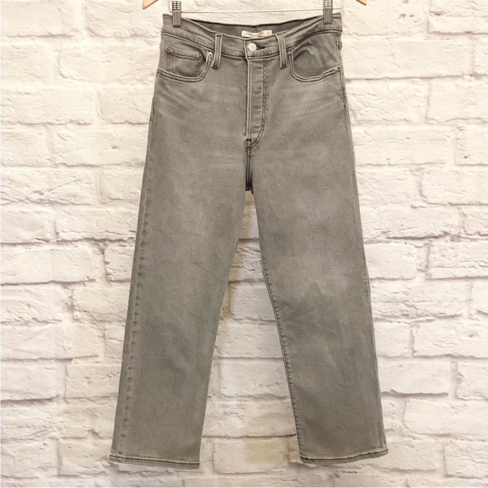 Levi’s W28 (US 8) Ribcage Straight Ankle Women’s Jeans Light Gray Stretch - Picture 3 of 9